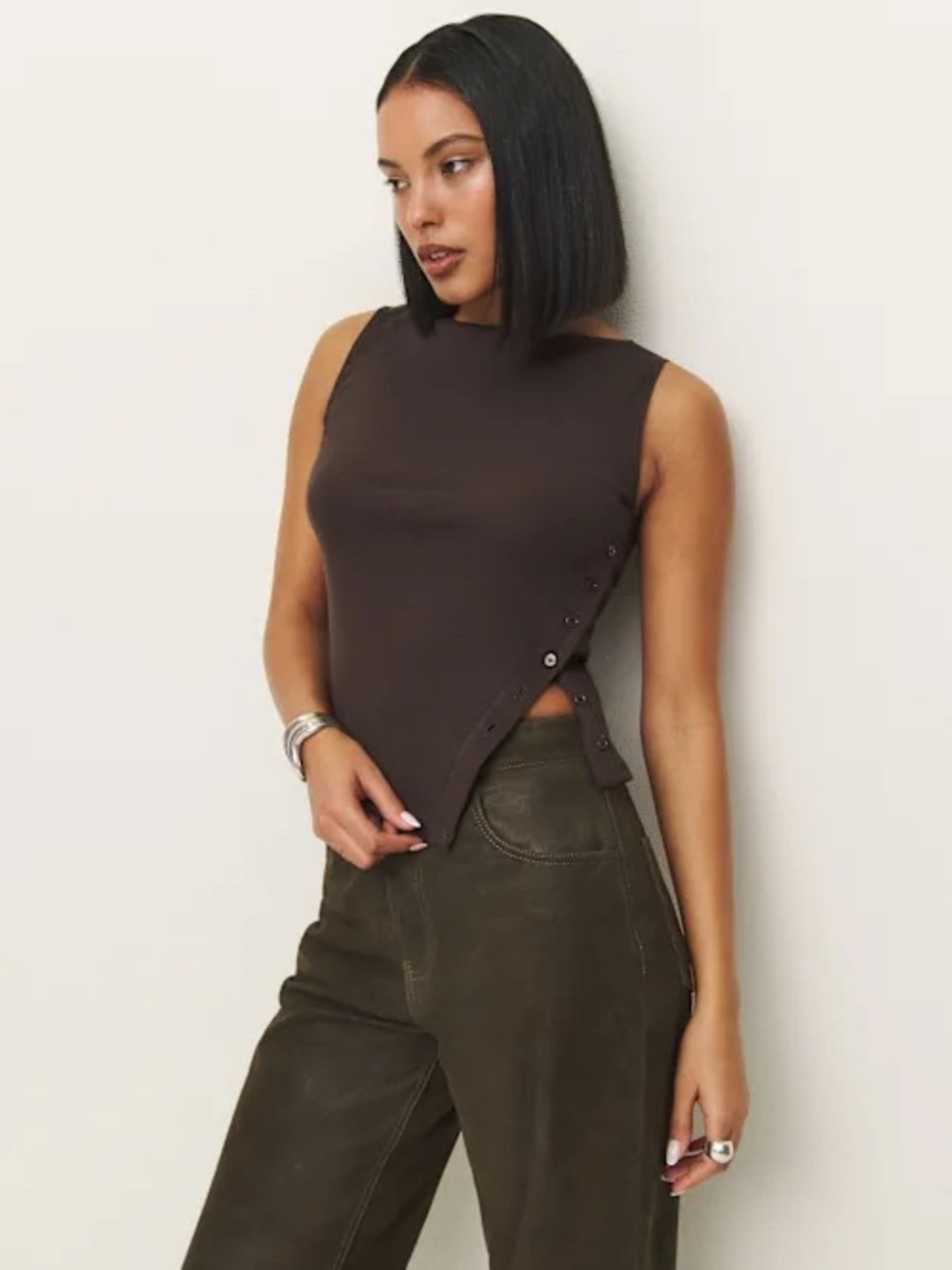 Reformation Hudson Knit Top Brown - Size S